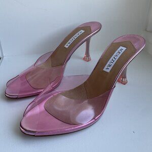 Aquazzura Tequila Pink PVC Mule Heels Size 38 | Made in Italy